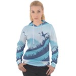 Swan Flying Bird Wings Waves Grass Women s Overhead Hoodie