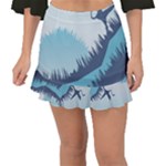 Swan Flying Bird Wings Waves Grass Fishtail Mini Chiffon Skirt