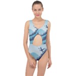 Swan Flying Bird Wings Waves Grass Center Cut Out Swimsuit
