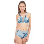 Swan Flying Bird Wings Waves Grass Cage Up Bikini Set