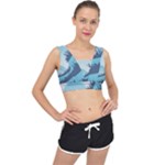 Swan Flying Bird Wings Waves Grass V-Back Sports Bra