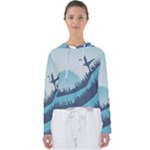 Swan Flying Bird Wings Waves Grass Women s Slouchy Sweat