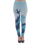 Swan Flying Bird Wings Waves Grass Lightweight Velour Leggings