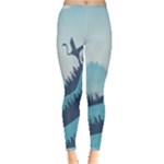 Swan Flying Bird Wings Waves Grass Inside Out Leggings