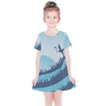 Swan Flying Bird Wings Waves Grass Kids  Simple Cotton Dress