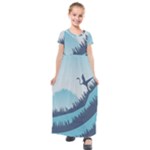 Swan Flying Bird Wings Waves Grass Kids  Short Sleeve Maxi Dress