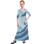 Swan Flying Bird Wings Waves Grass Kids  Quarter Sleeve Maxi Dress