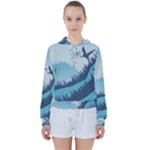 Swan Flying Bird Wings Waves Grass Women s Tie Up Sweat