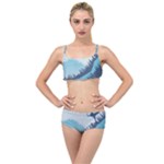 Swan Flying Bird Wings Waves Grass Layered Top Bikini Set