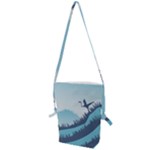 Swan Flying Bird Wings Waves Grass Folding Shoulder Bag