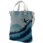 Swan Flying Bird Wings Waves Grass Canvas Messenger Bag