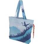 Swan Flying Bird Wings Waves Grass Drawstring Tote Bag