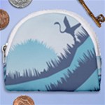 Swan Flying Bird Wings Waves Grass Horseshoe Style Canvas Pouch