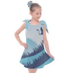 Swan Flying Bird Wings Waves Grass Kids  Tie Up Tunic Dress