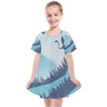 Swan Flying Bird Wings Waves Grass Kids  Smock Dress