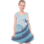 Swan Flying Bird Wings Waves Grass Kids  Cross Back Dress
