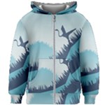 Swan Flying Bird Wings Waves Grass Kids  Zipper Hoodie Without Drawstring