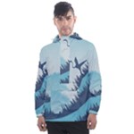 Swan Flying Bird Wings Waves Grass Men s Front Pocket Pullover Windbreaker