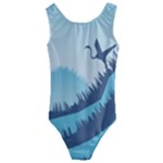 Swan Flying Bird Wings Waves Grass Kids  Cut-Out Back One Piece Swimsuit