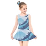 Swan Flying Bird Wings Waves Grass Kids  Skater Dress Swimsuit