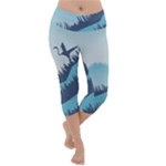 Swan Flying Bird Wings Waves Grass Lightweight Velour Capri Yoga Leggings