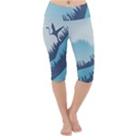 Swan Flying Bird Wings Waves Grass Lightweight Velour Cropped Yoga Leggings