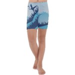Swan Flying Bird Wings Waves Grass Kids  Lightweight Velour Capri Yoga Leggings