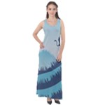 Swan Flying Bird Wings Waves Grass Sleeveless Velour Maxi Dress