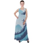 Swan Flying Bird Wings Waves Grass Empire Waist Velour Maxi Dress