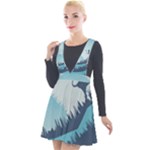 Swan Flying Bird Wings Waves Grass Plunge Pinafore Velour Dress
