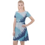 Swan Flying Bird Wings Waves Grass Cap Sleeve Velour Dress 