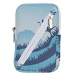 Swan Flying Bird Wings Waves Grass Belt Pouch Bag (Large)