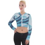 Swan Flying Bird Wings Waves Grass Long Sleeve Cropped Velvet Jacket