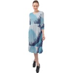 Swan Flying Bird Wings Waves Grass Ruffle End Midi Chiffon Dress