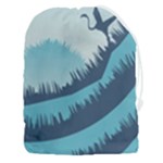 Swan Flying Bird Wings Waves Grass Drawstring Pouch (3XL)