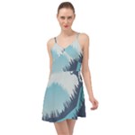 Swan Flying Bird Wings Waves Grass Summer Time Chiffon Dress