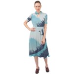 Swan Flying Bird Wings Waves Grass Keyhole Neckline Chiffon Dress