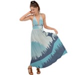 Swan Flying Bird Wings Waves Grass Backless Maxi Beach Dress