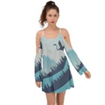 Swan Flying Bird Wings Waves Grass Boho Dress
