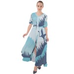 Swan Flying Bird Wings Waves Grass Waist Tie Boho Maxi Dress