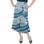 Swan Flying Bird Wings Waves Grass Midi Mermaid Skirt