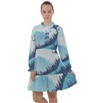 Swan Flying Bird Wings Waves Grass All Frills Chiffon Dress