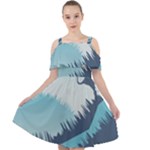 Swan Flying Bird Wings Waves Grass Cut Out Shoulders Chiffon Dress