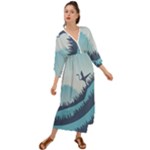 Swan Flying Bird Wings Waves Grass Grecian Style  Maxi Dress