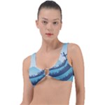Swan Flying Bird Wings Waves Grass Ring Detail Bikini Top