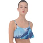 Swan Flying Bird Wings Waves Grass Frill Bikini Top