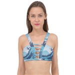 Swan Flying Bird Wings Waves Grass Cage Up Bikini Top