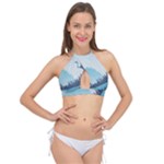 Swan Flying Bird Wings Waves Grass Cross Front Halter Bikini Top