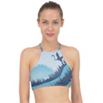 Swan Flying Bird Wings Waves Grass Halter Bikini Top