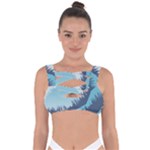 Swan Flying Bird Wings Waves Grass Bandaged Up Bikini Top